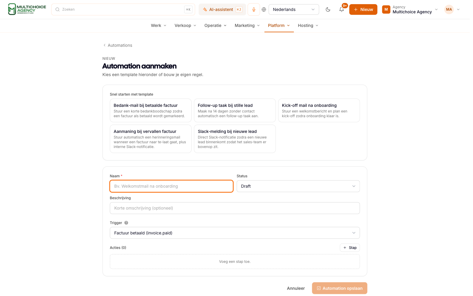 Nieuwe automatisering